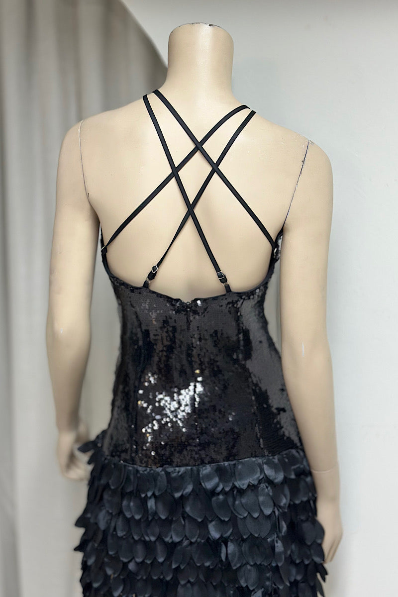 Sequin Ruffle Mini Dress
