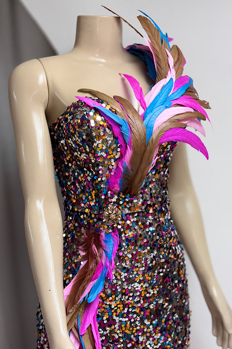 Mardi Gras Sequin Feather Formal