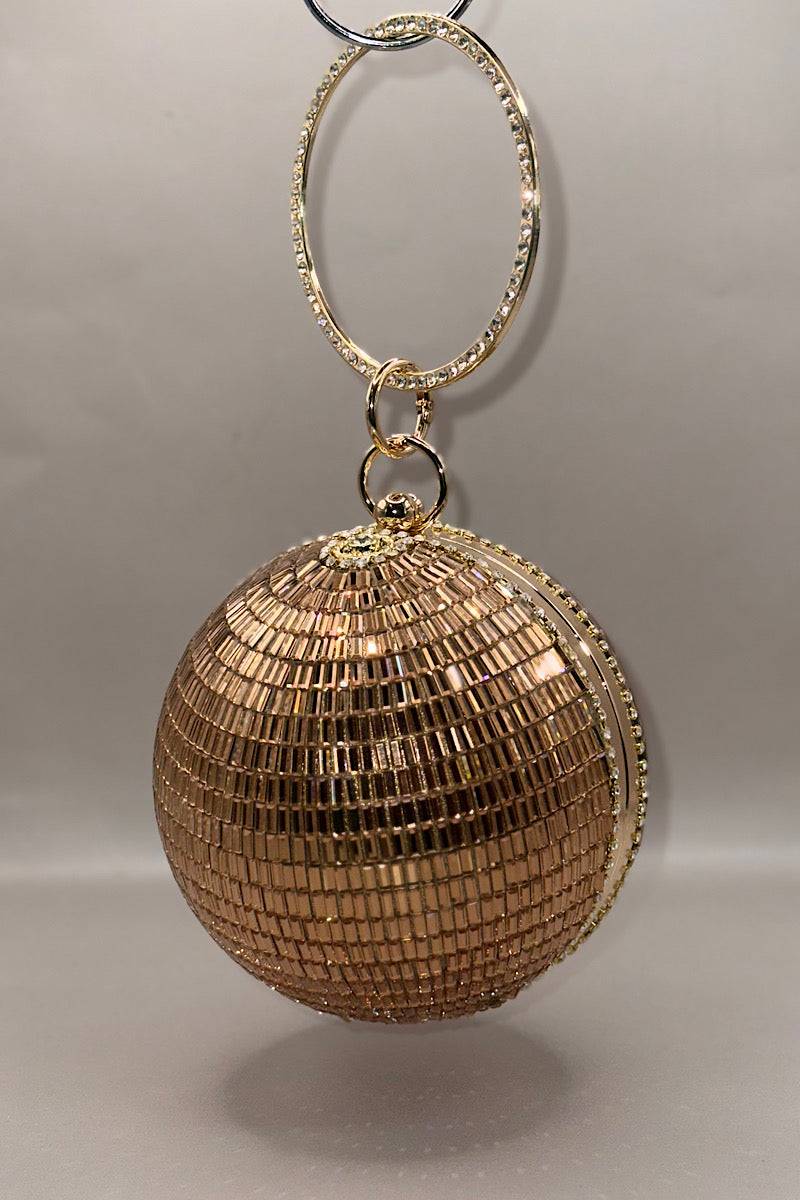 Spherical Rhinestone Wristlet Clutch