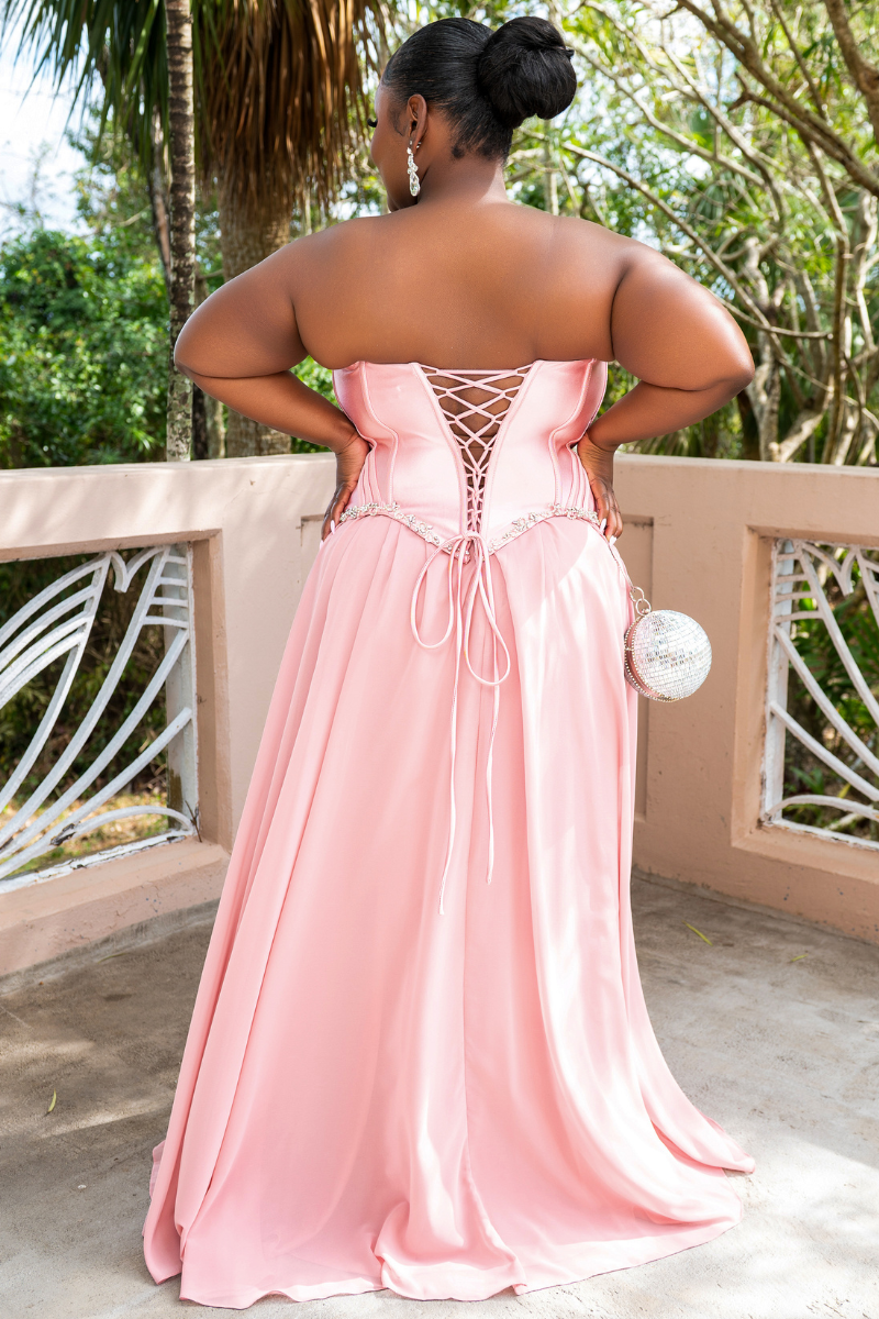 Overlay Embellished Corset Flowy Formal