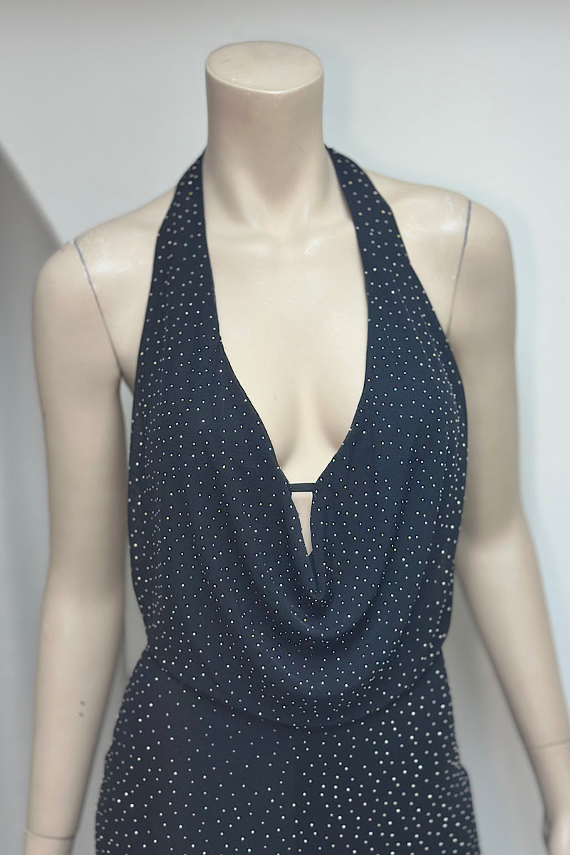 Strappy Rhinestone Halter Jumpsuit