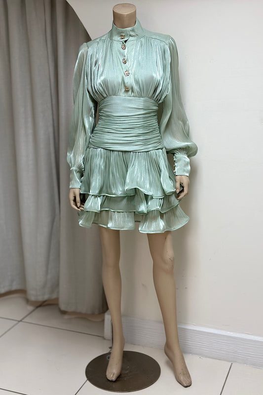 Long Sleeve Chiffon Mini Dress