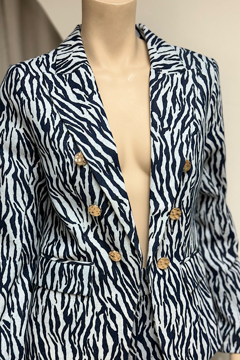 Zebra Print Pant Suit Set