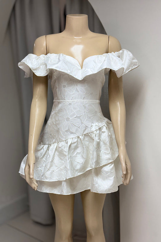 Flirty Off-Shoulder Mini Flare Dress