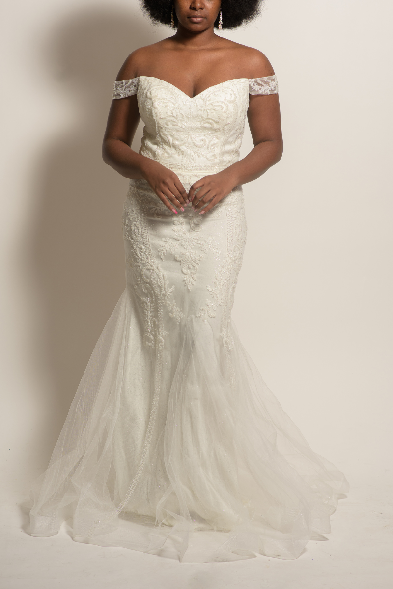 Curvy Off-White Beaded Formal