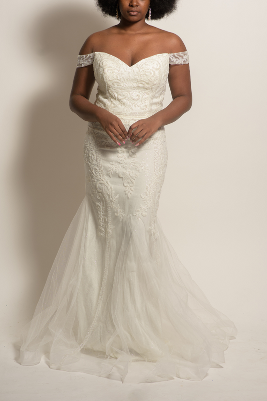 Curvy Off-White Beaded Formal