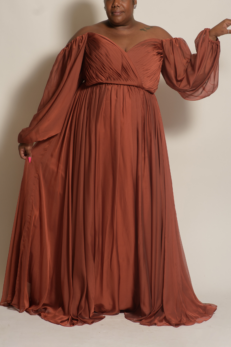 Chiffon Long Sleeve Flowy Formal