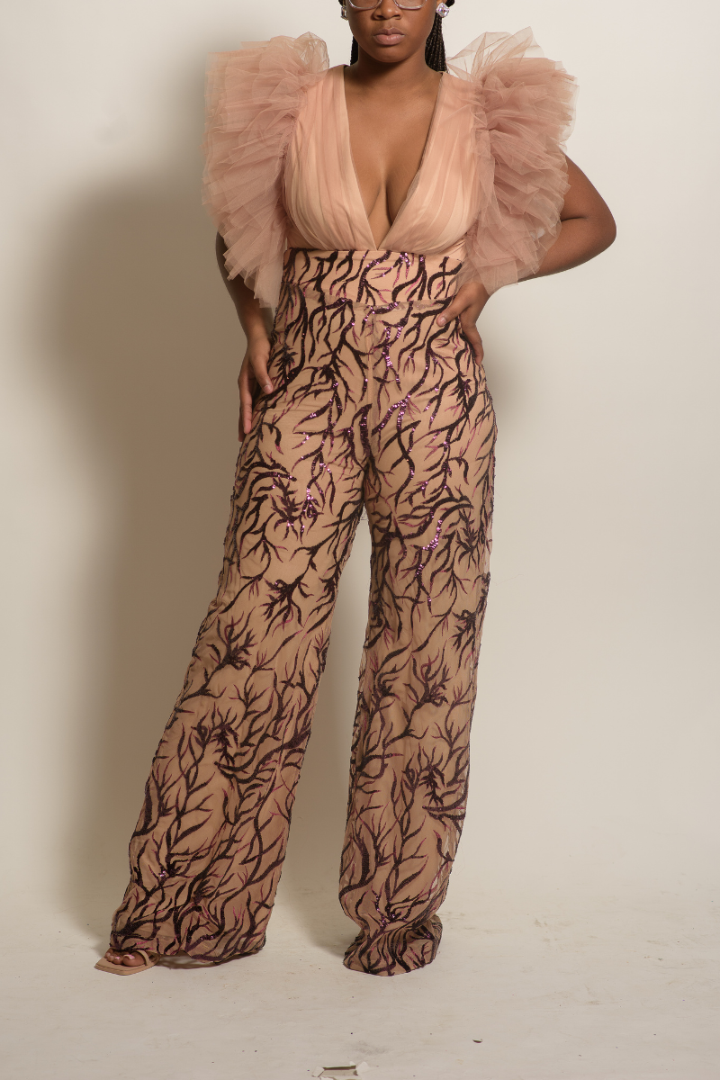 Nude Vein Formal Jumpsuit