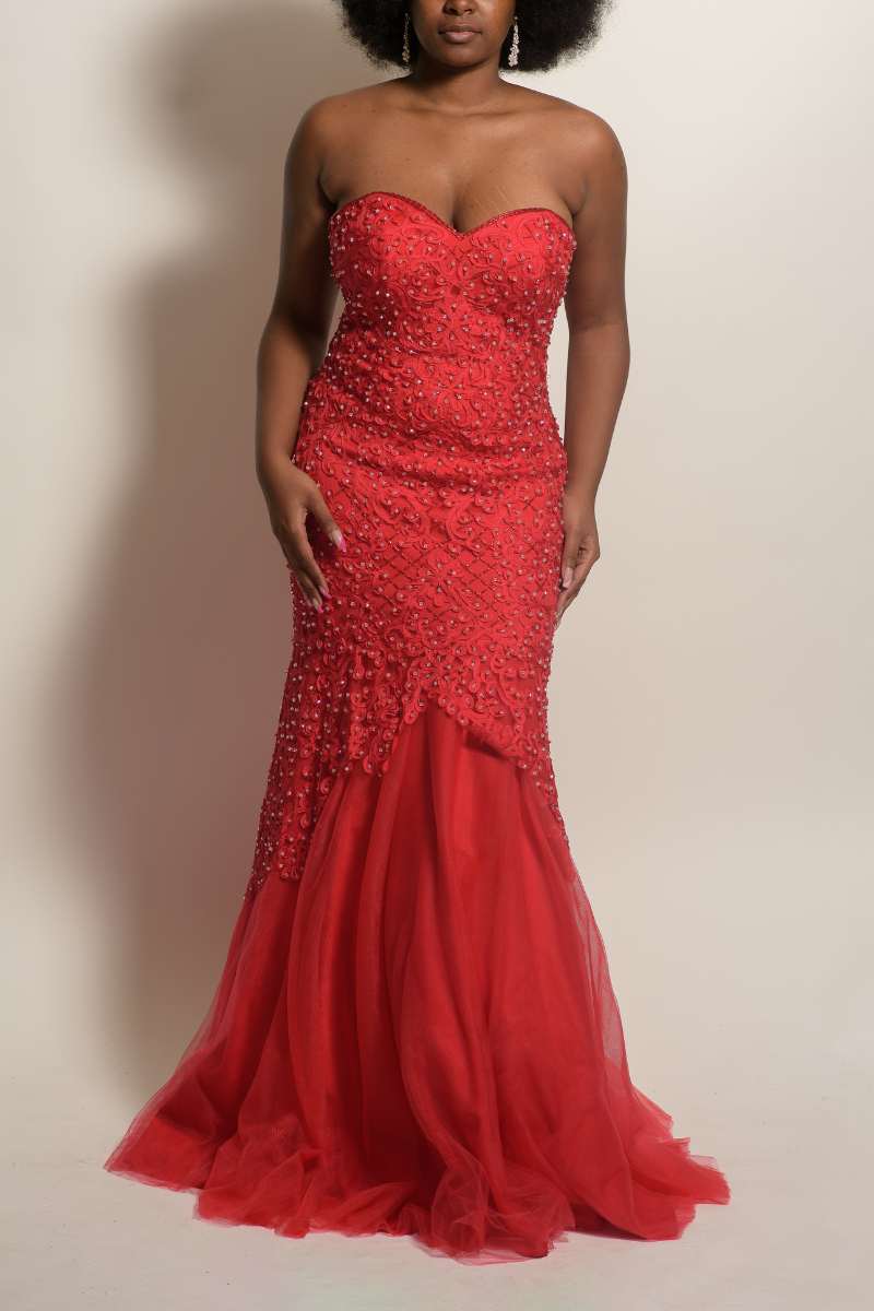 Red Rhinestone Tube Formal