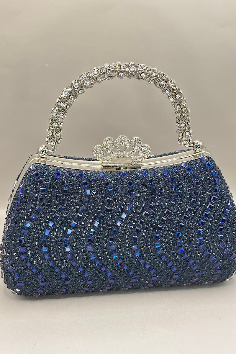 Navy Rhinestone Bling Clutch Bag