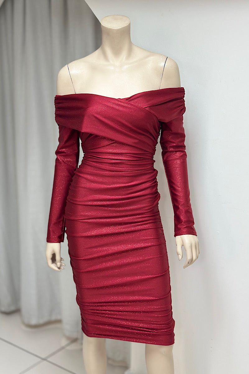 Shimmer Long Sleeve Midi Dress