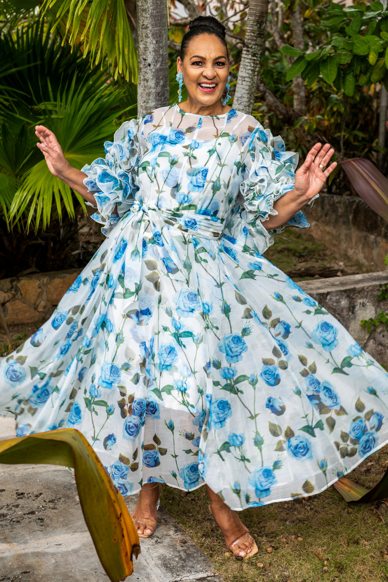 Floral Ruffle Sleeve Maxi Dress