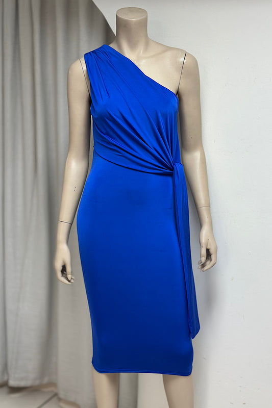 One-Shoulder Overlay Fitted Mini Dress