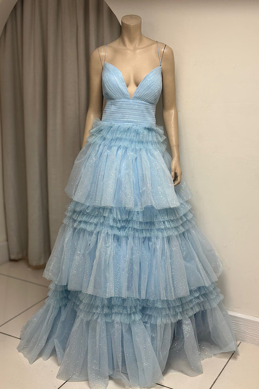 Shimmer Glitter Layered Tulle Formal
