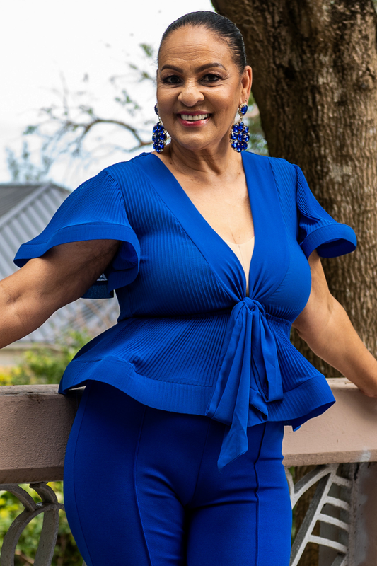 Pleated Sheer Peplum Top