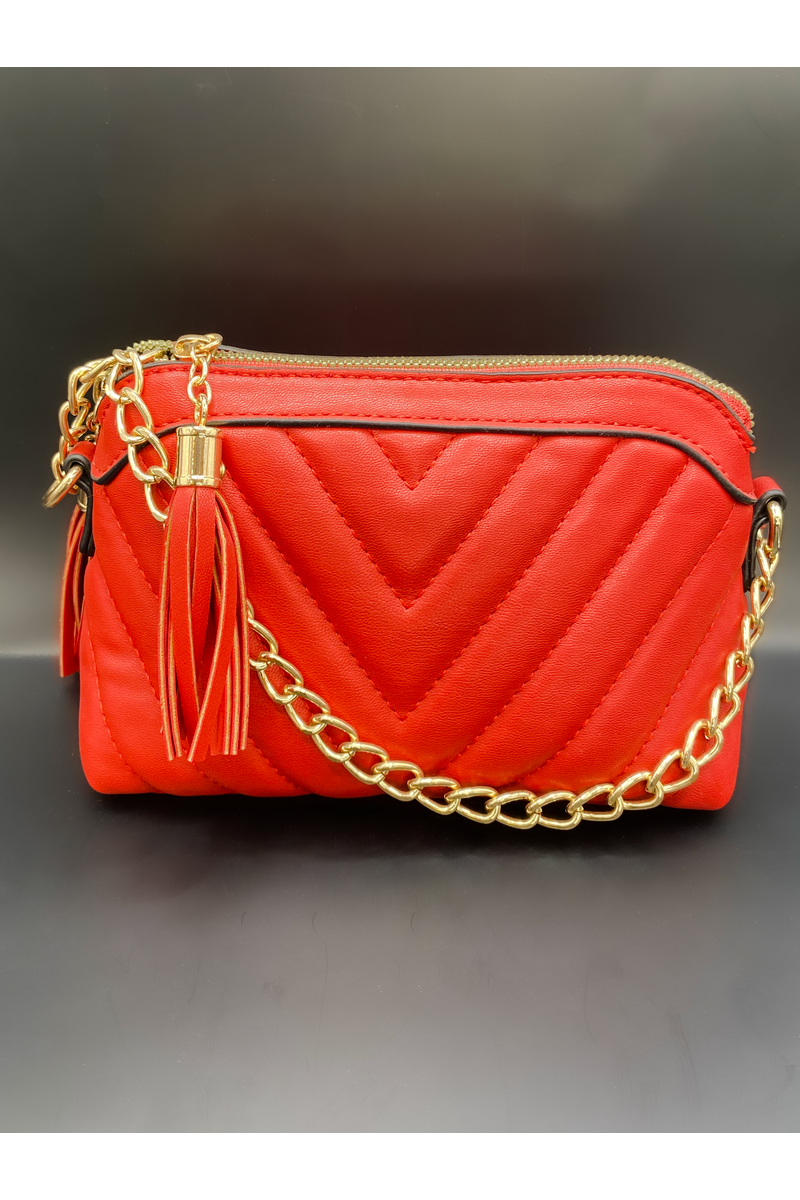 Red Gold Chain Shoulder Bag