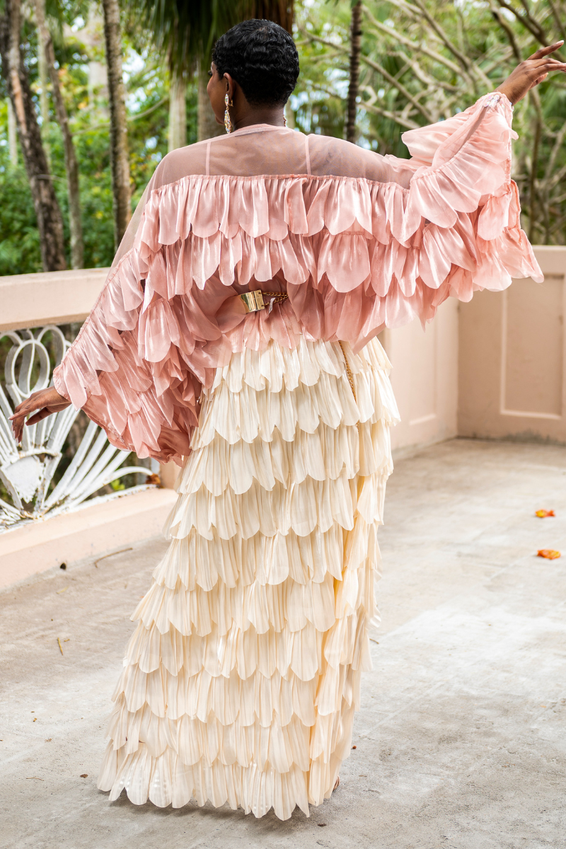 Tiered Ruffled Satin Maxi Skirt