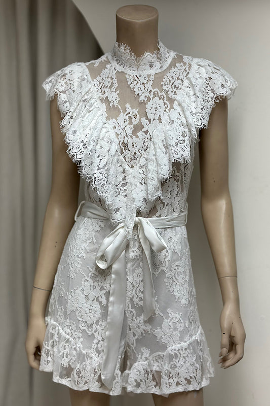 Lace Ruffle Sleeve Romper