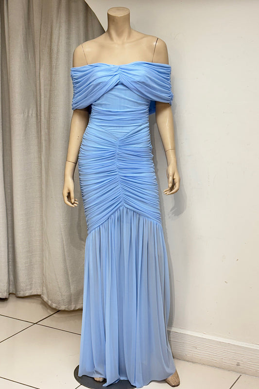 Ruched Off Shoulder Maxi Dress