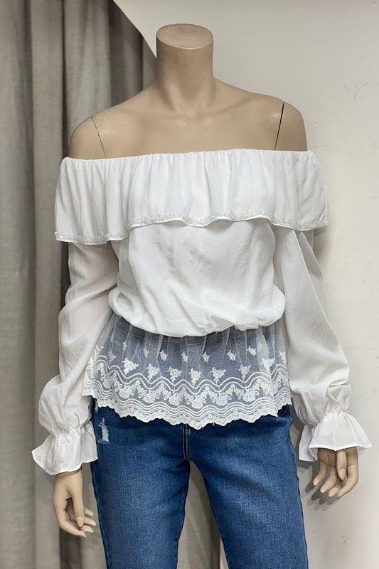 Off-Shoulder Lace Bottom Top