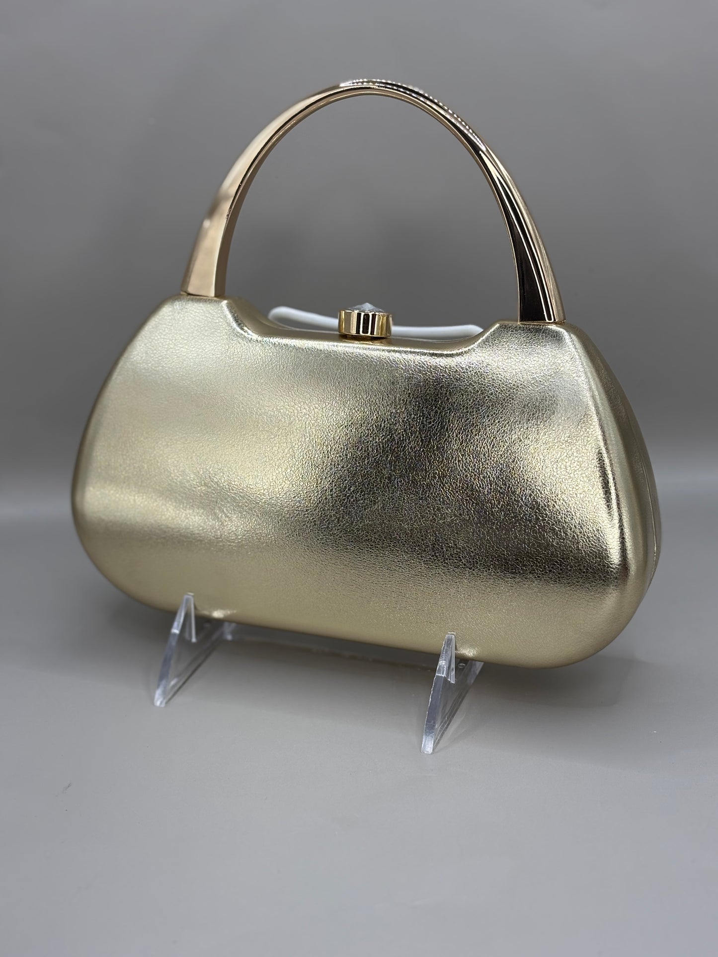 Gloss Toned Jewel Top Handle Bag