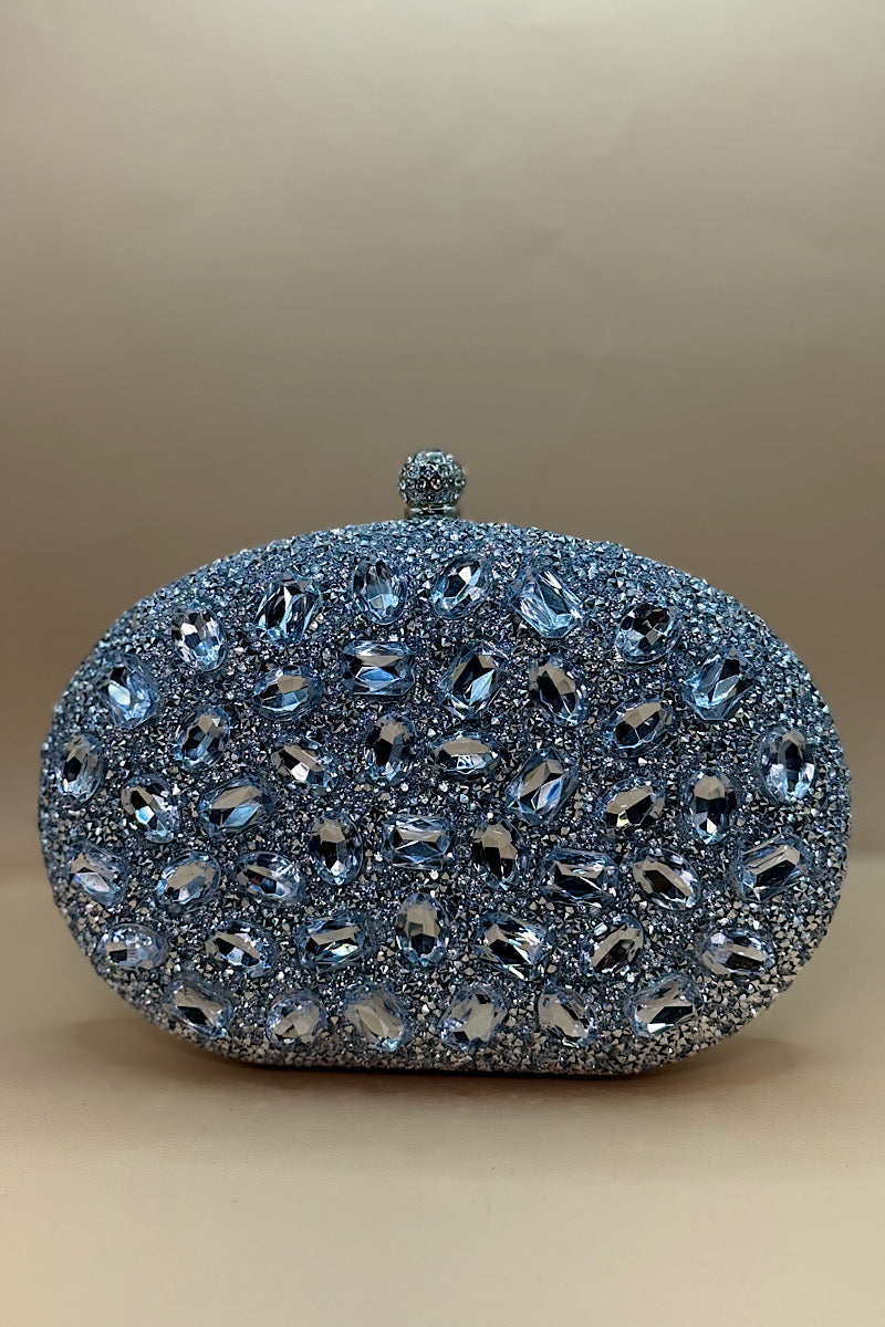 Oval Shaped Rhinestone Embellished Clutch