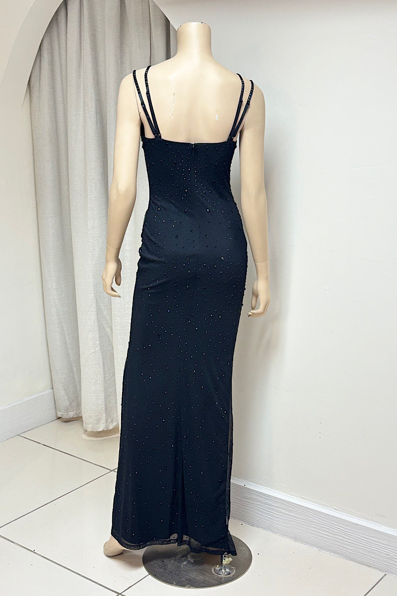 Rhinestone Corset Gathered Formal