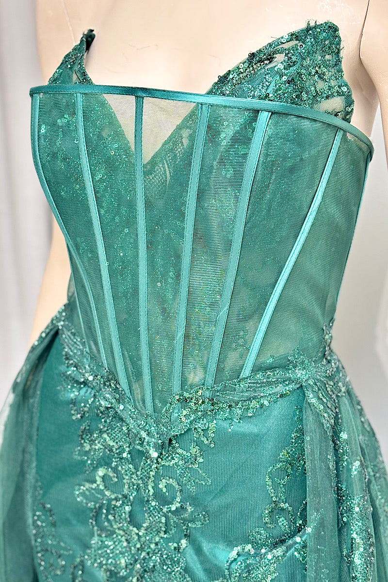 2 Layer Detachable Skirt/ Corset Sequin Formal