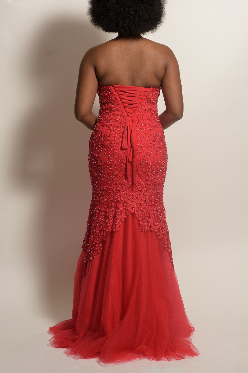 Red Rhinestone Tube Formal