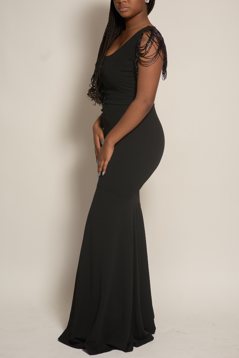 Beaded Arm Black Formal