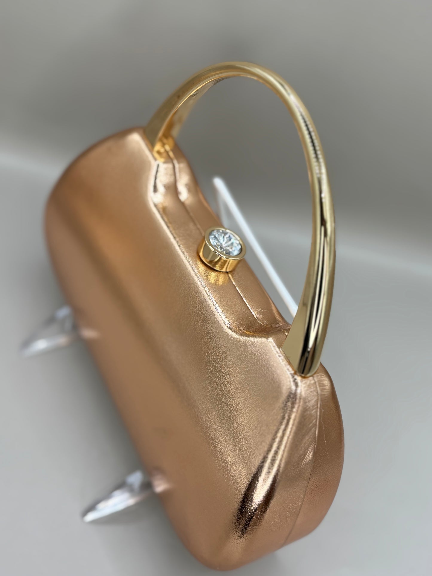 Gloss Toned Jewel Top Handle Bag