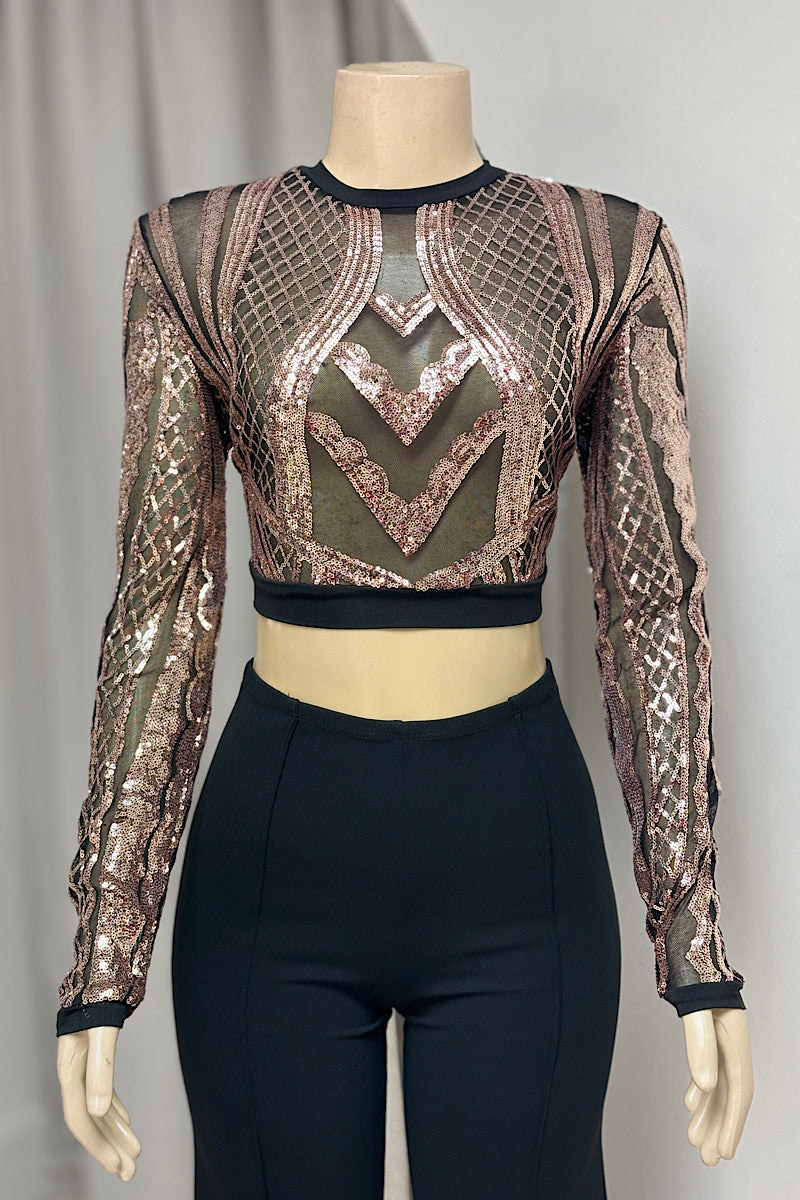 Sexy Black & Gold Sequin Top (only)