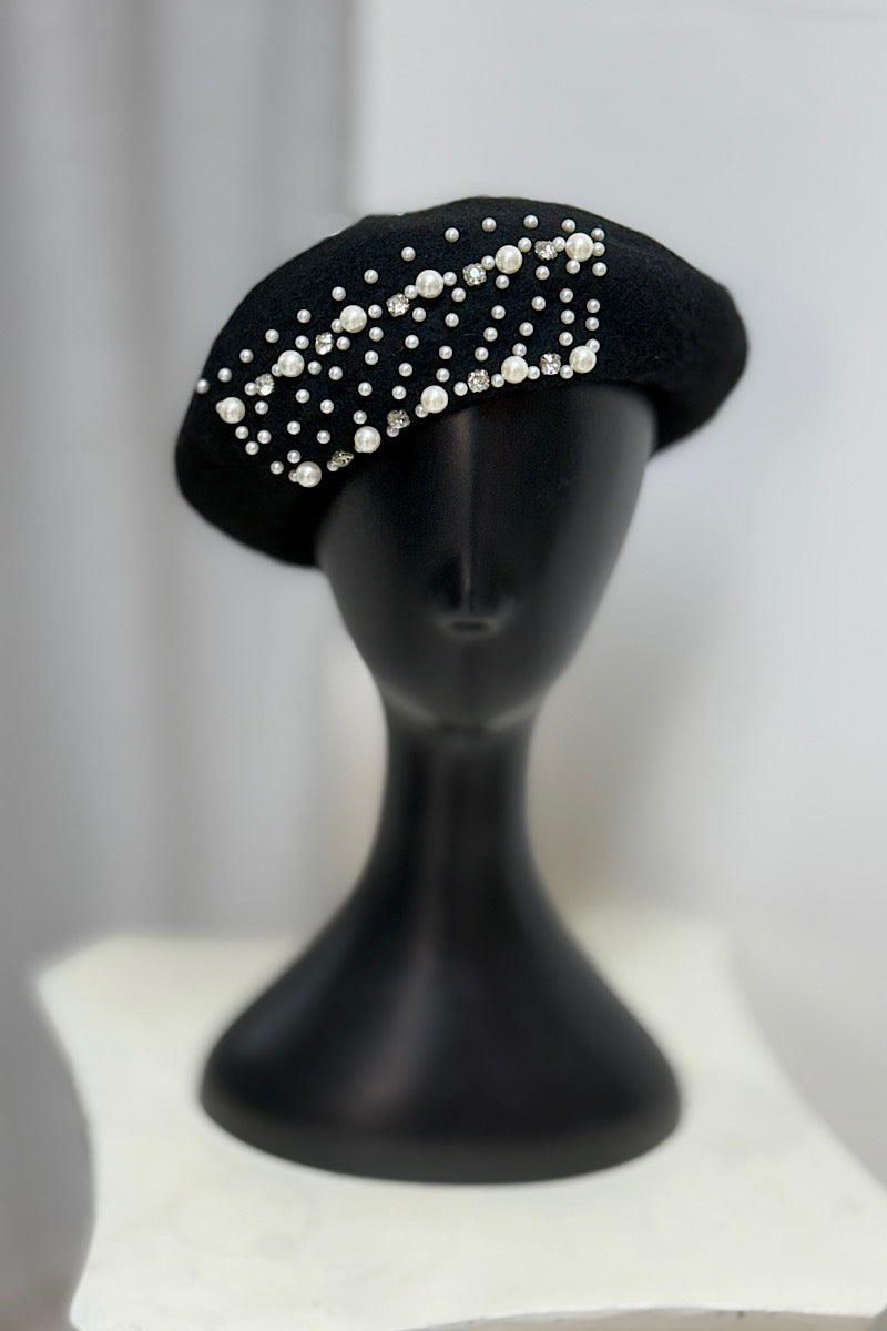 Pearl And Rhinestone Beret