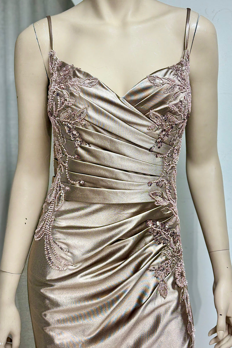Beaded Embroidered Petal Sleeve Formal