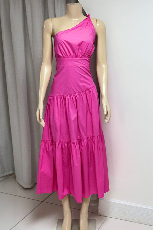 Pink One Shoulder Dress