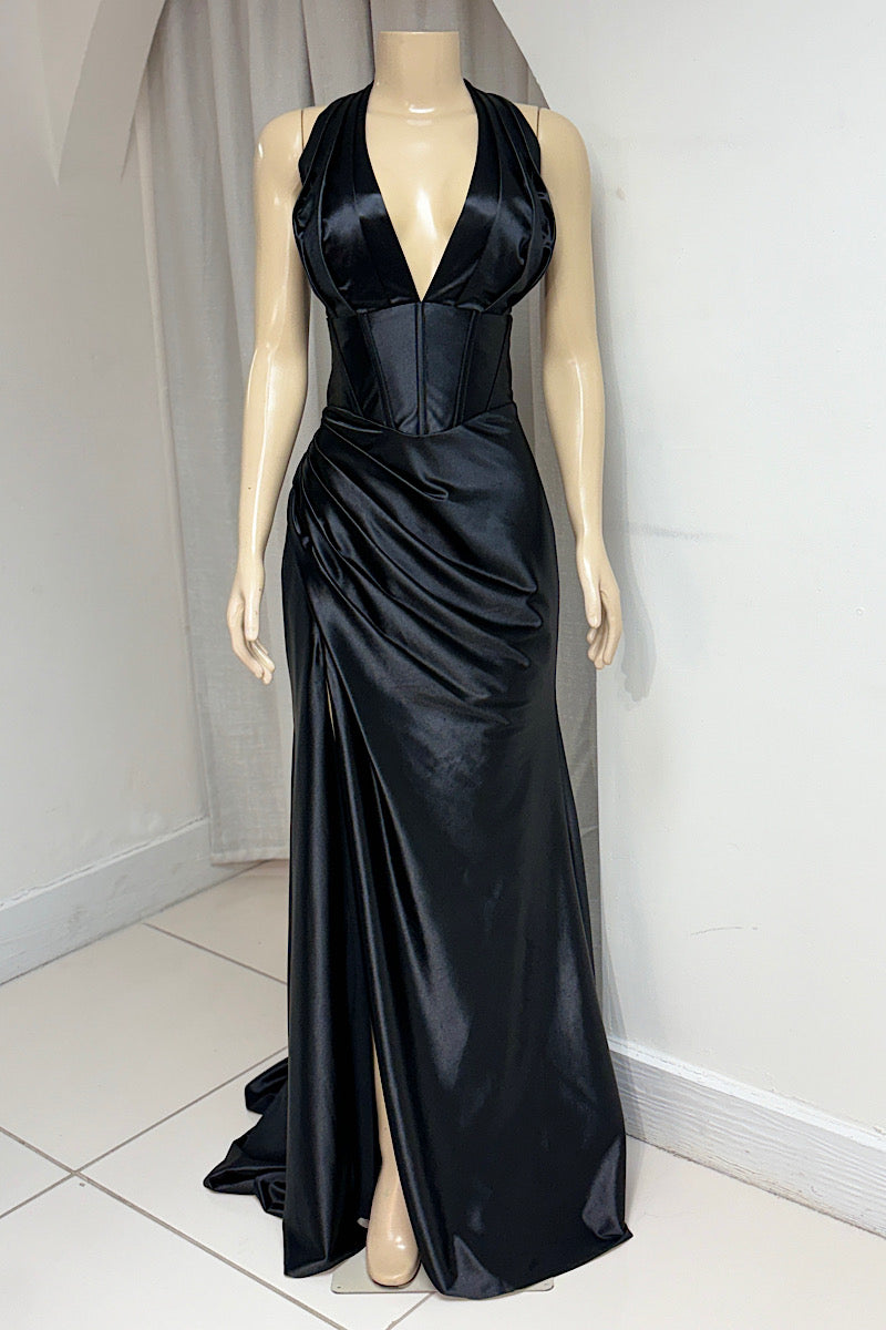 Halter Satin Corset  Gown