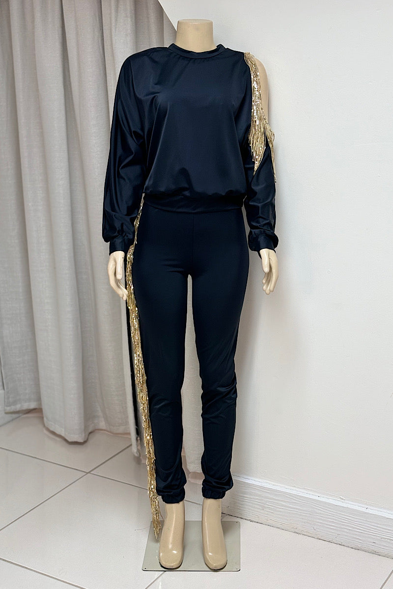 Tracksuit w/ Gold Shoulder Cutout