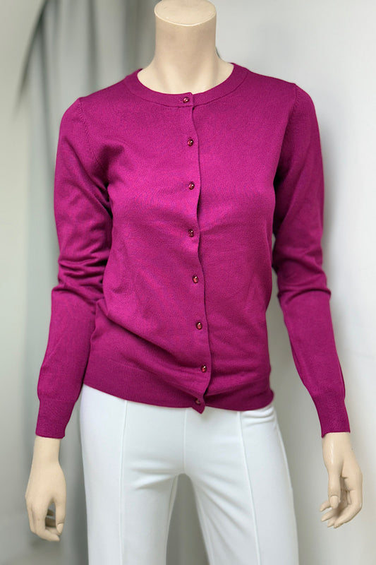 Round Neck Bubble Button Cardigan