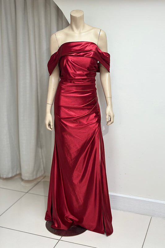 Off-Shoulder Ruched Shimmer Formal