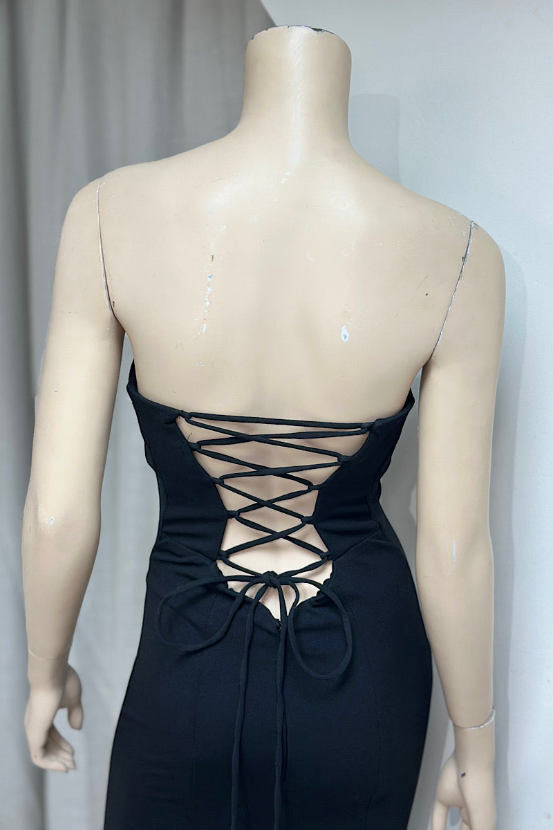 Strapless Drawstring Back Formal
