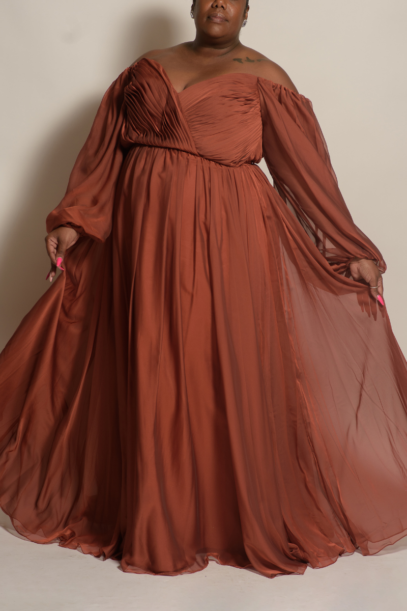 Chiffon Long Sleeve Flowy Formal