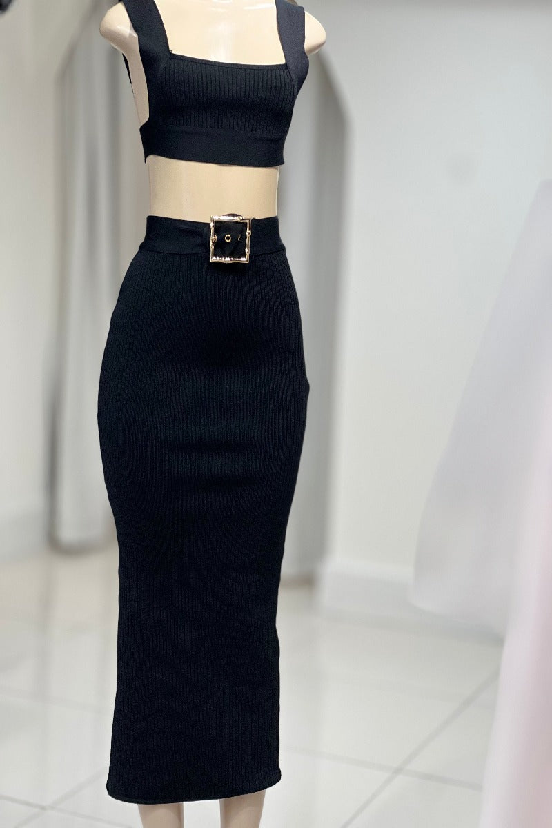 Black 2 Piece Gold Belt Set