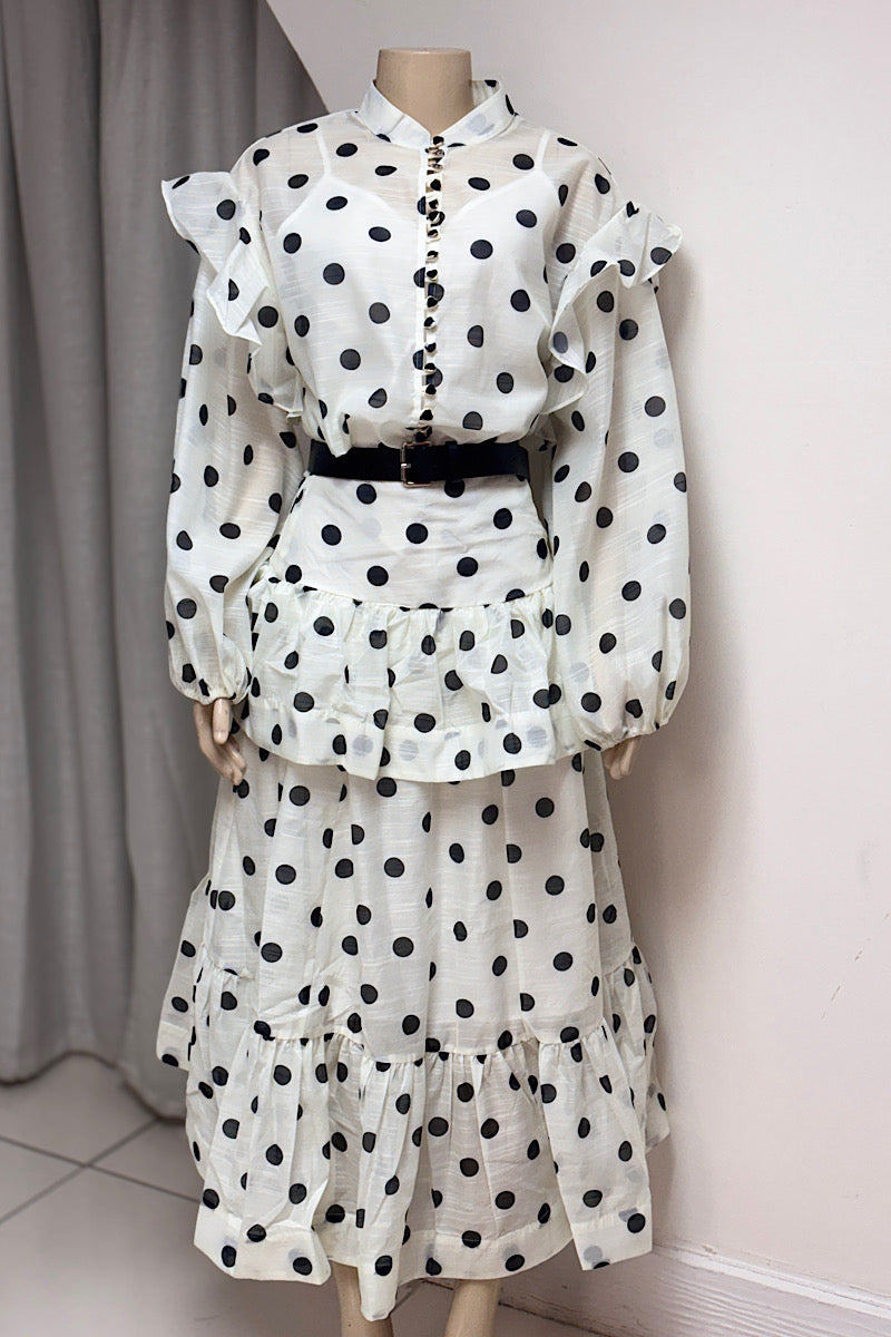 Polk-A-Dot Belted Skirt Set