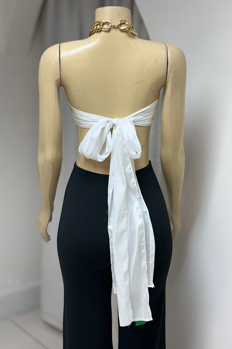 Chain Satin Wrap Top