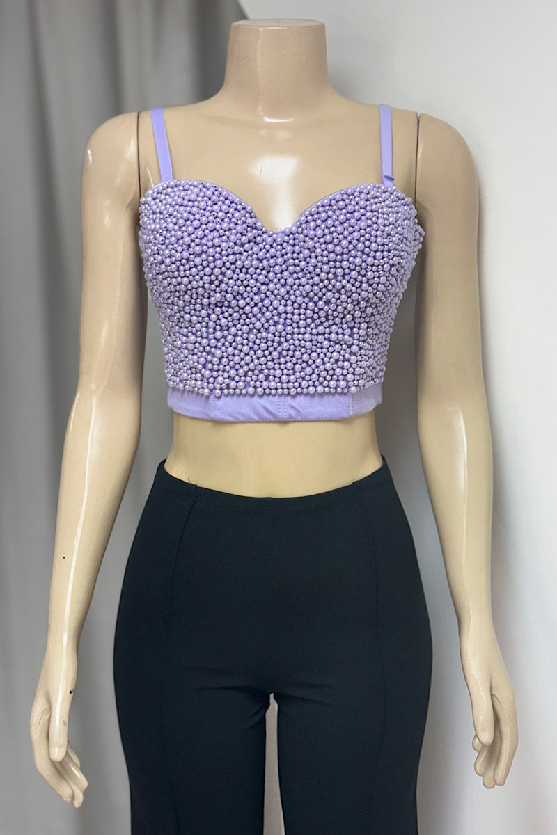 Purple Pearl Beaded Bustier