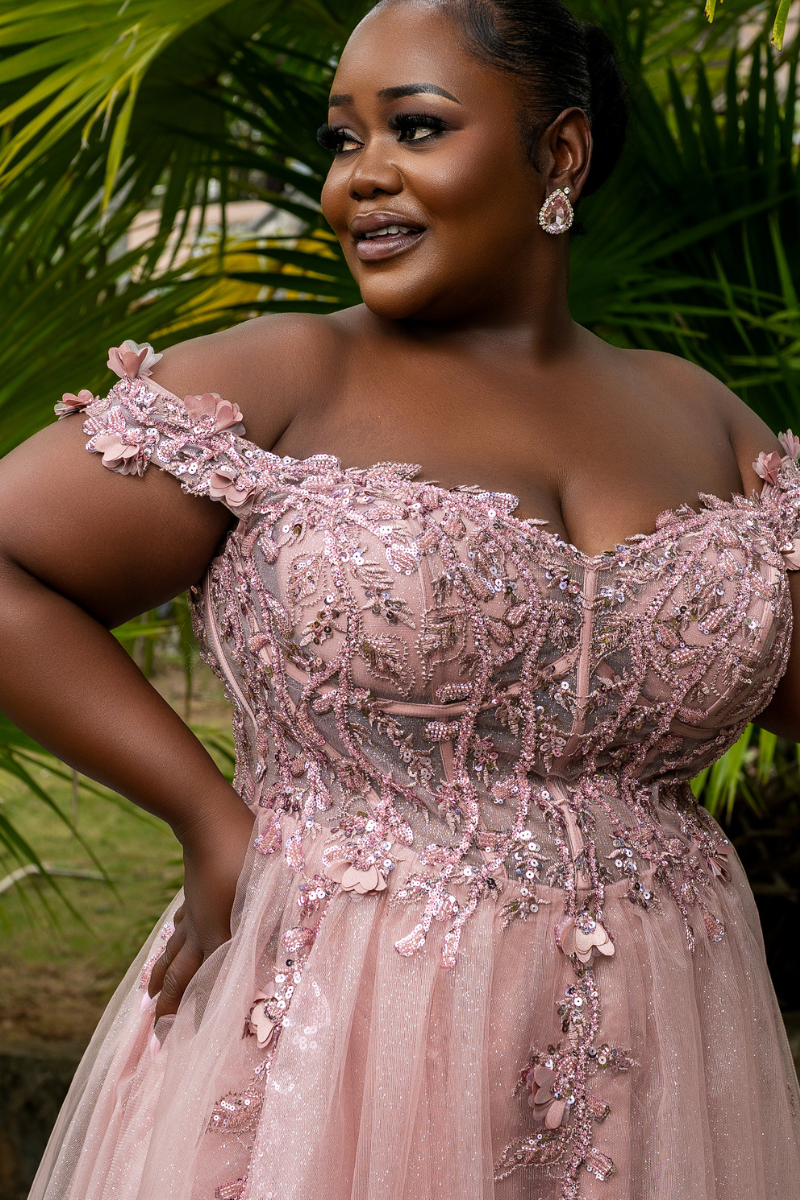 Off-Shoulder Beaded Tulle Mini Formal