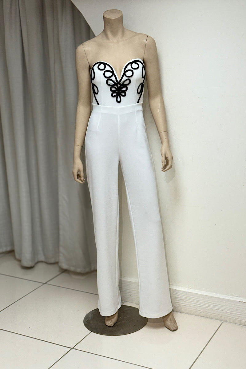 Sweetheart White Applique Jumpsuit