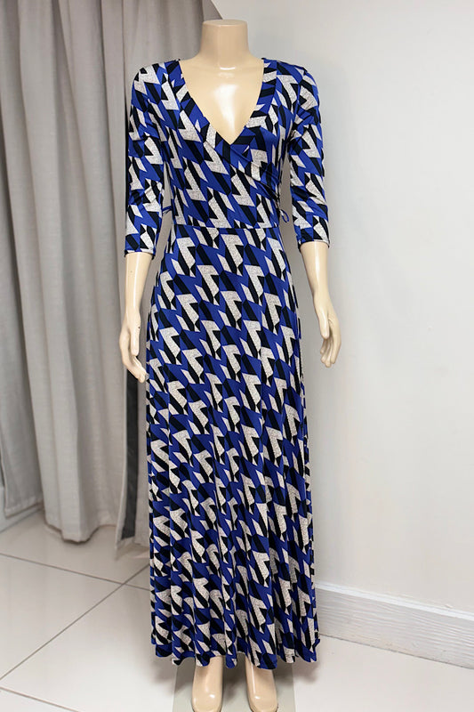 Blue Abstract Maxi Dress