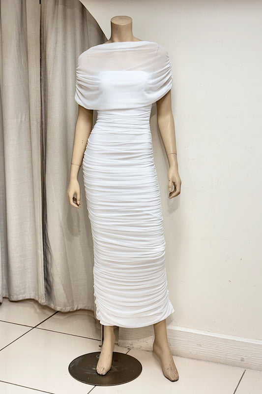 Ruched Fitted Midi Dress