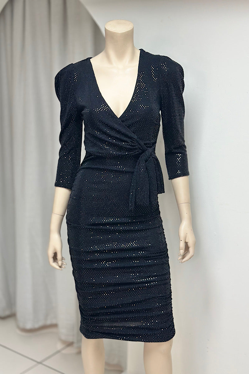 Sequin Tie-Waist Cocktail Dress